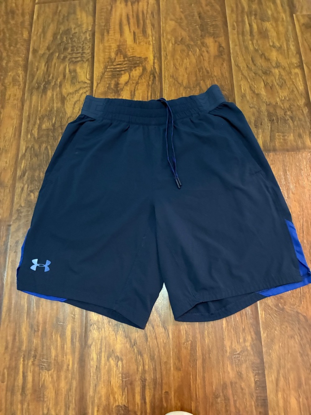 Under Armour Black Athletic Shorts with Blue Trim